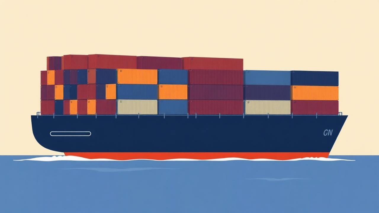 Vector illustration of a laden container ship at sea